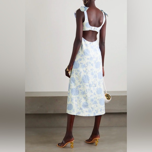 ZIMMERMANN | Postcard Tie Shoulder Midi Dress| Blue Tonal Florall - Picture 2 of 11